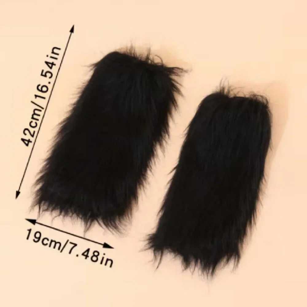 NEW Leg Warmers Black Faux Fur